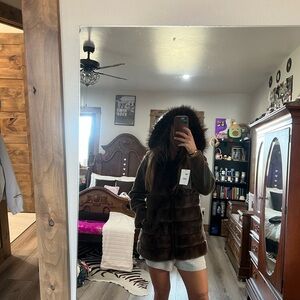 Blue Duck Brown Faux Fur Hooded Vest